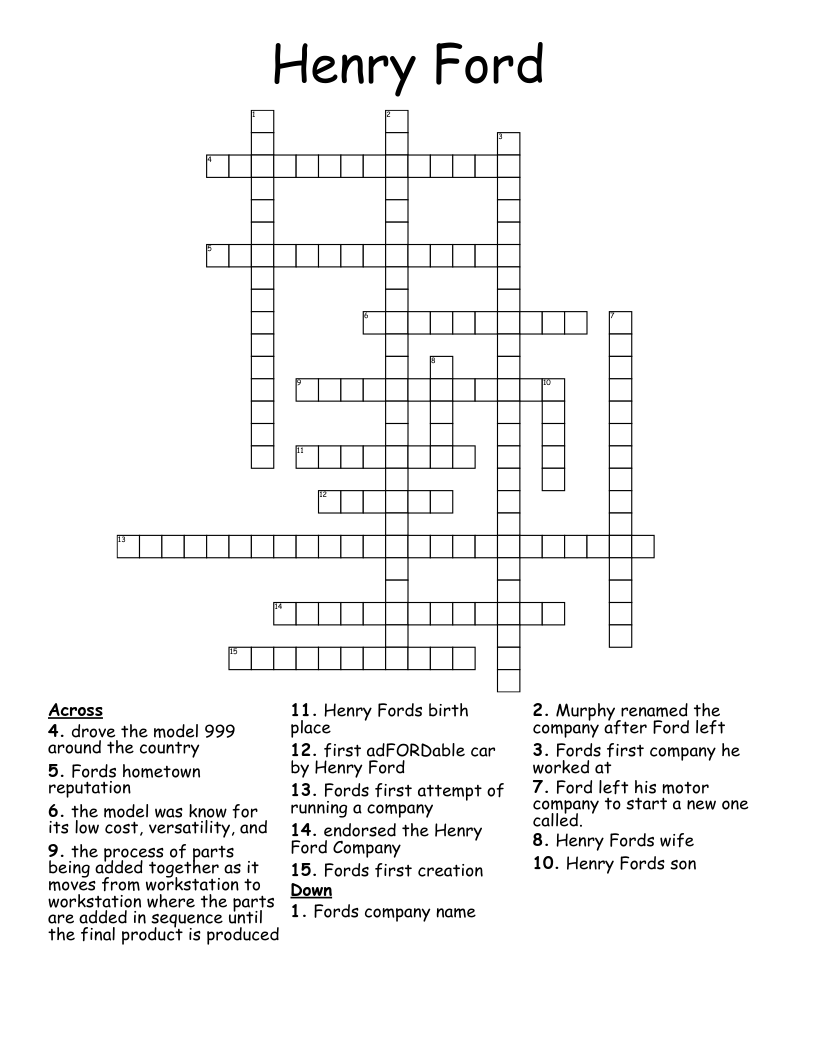 Henry Ford Crossword