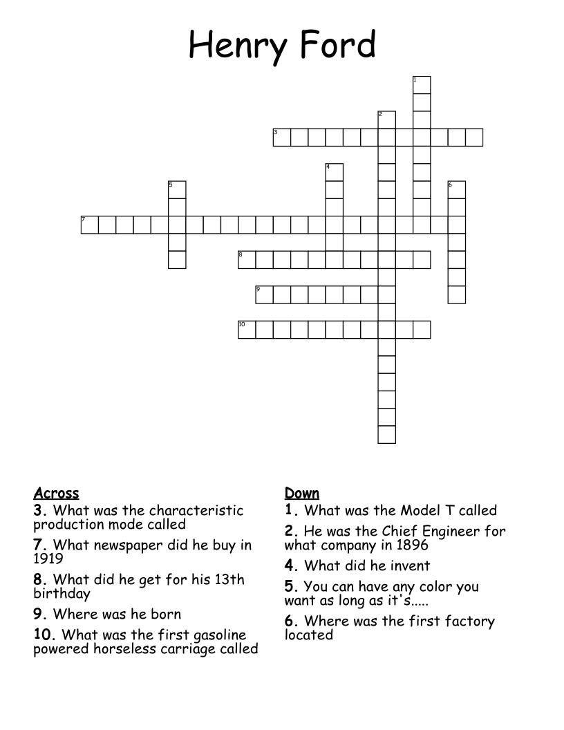 Henry Ford Crossword