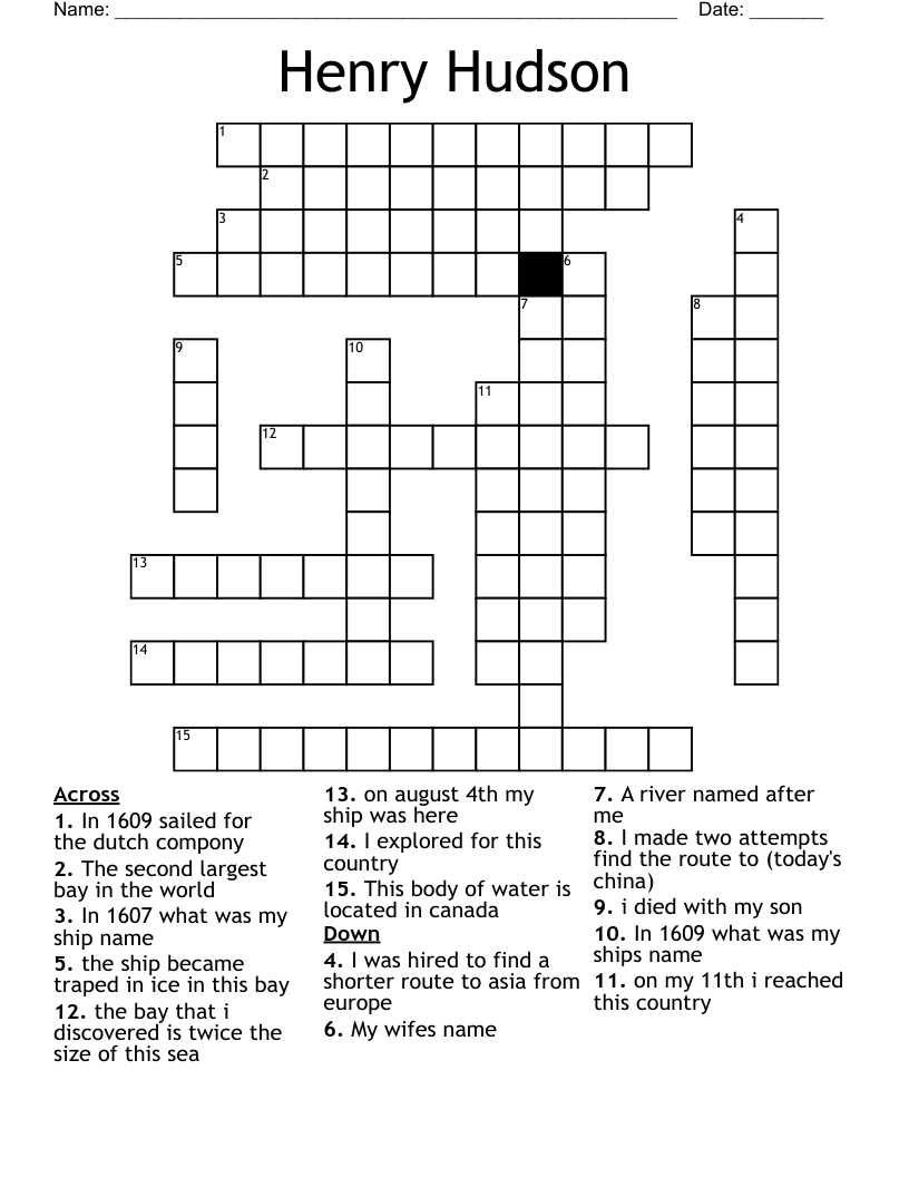 Henry Hudson Crossword