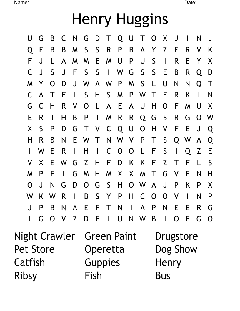 Henry Huggins Word Search