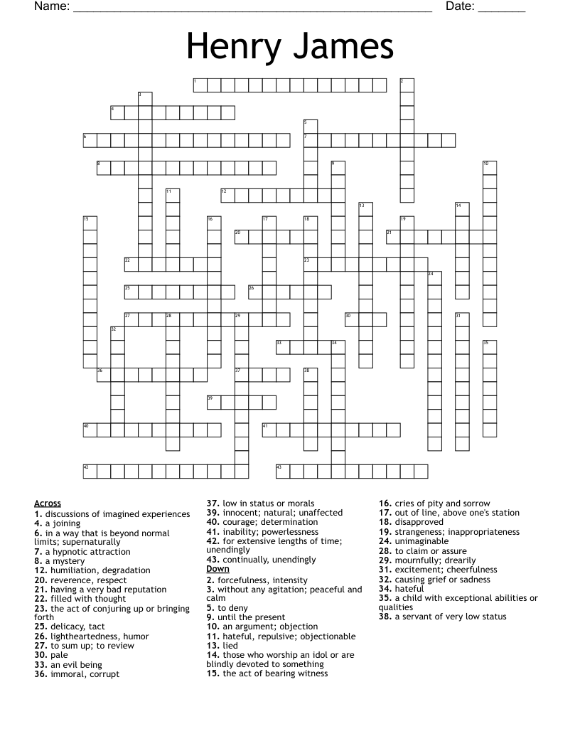 Henry James Crossword
