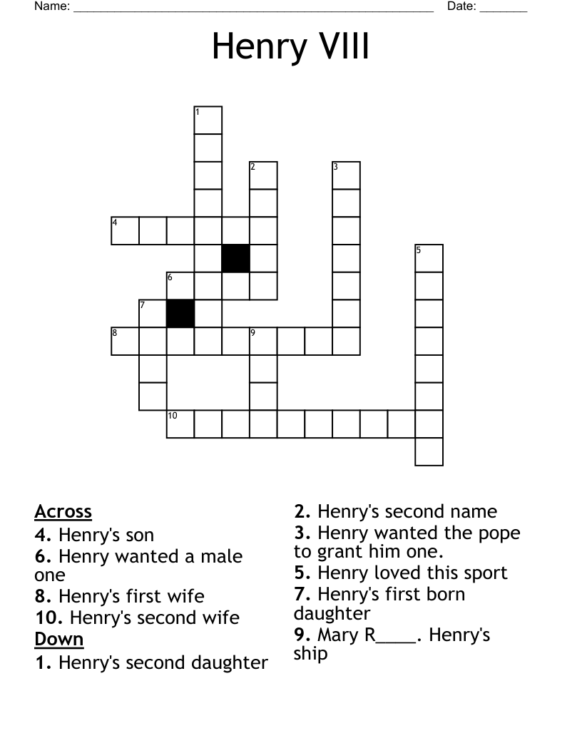 Henry VIII Crossword