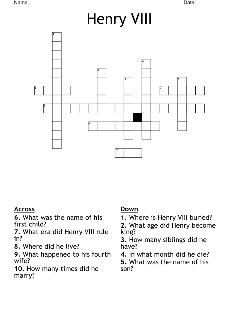 Henry VIII Crossword