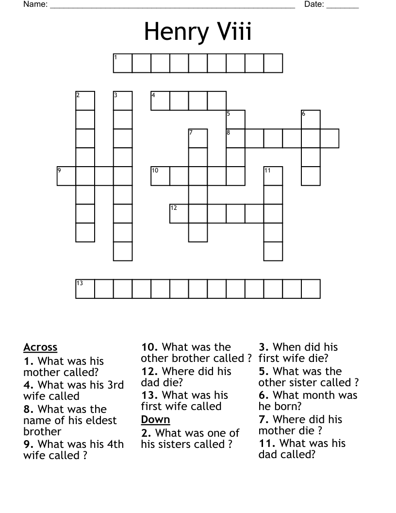 Henry Viii Crossword
