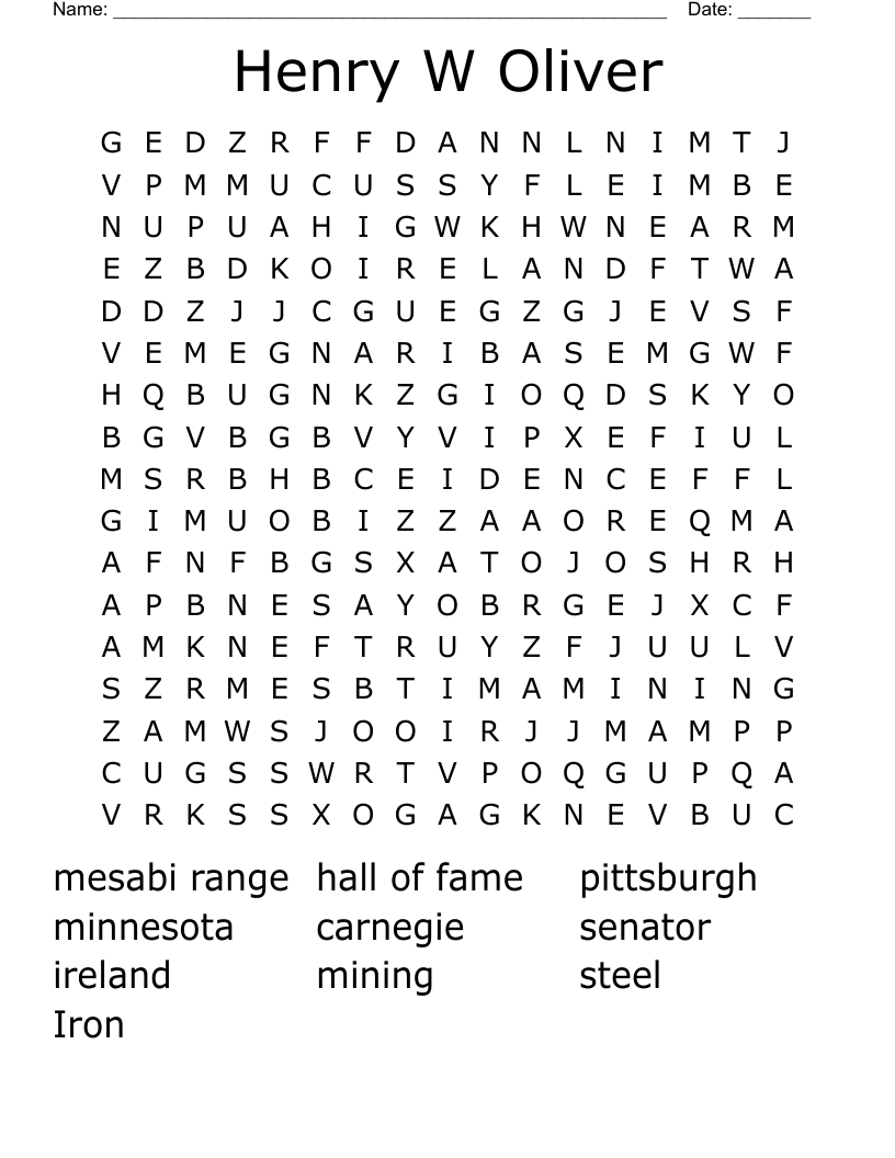 Henry W Oliver Word Search