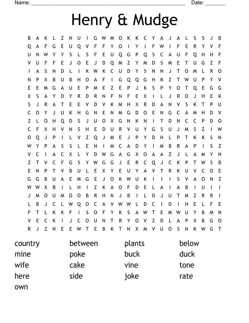 Henry & Mudge Word Search