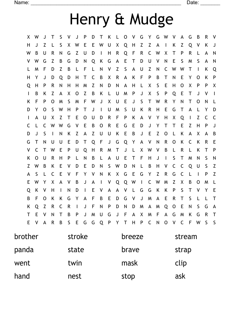 Henry & Mudge Word Search