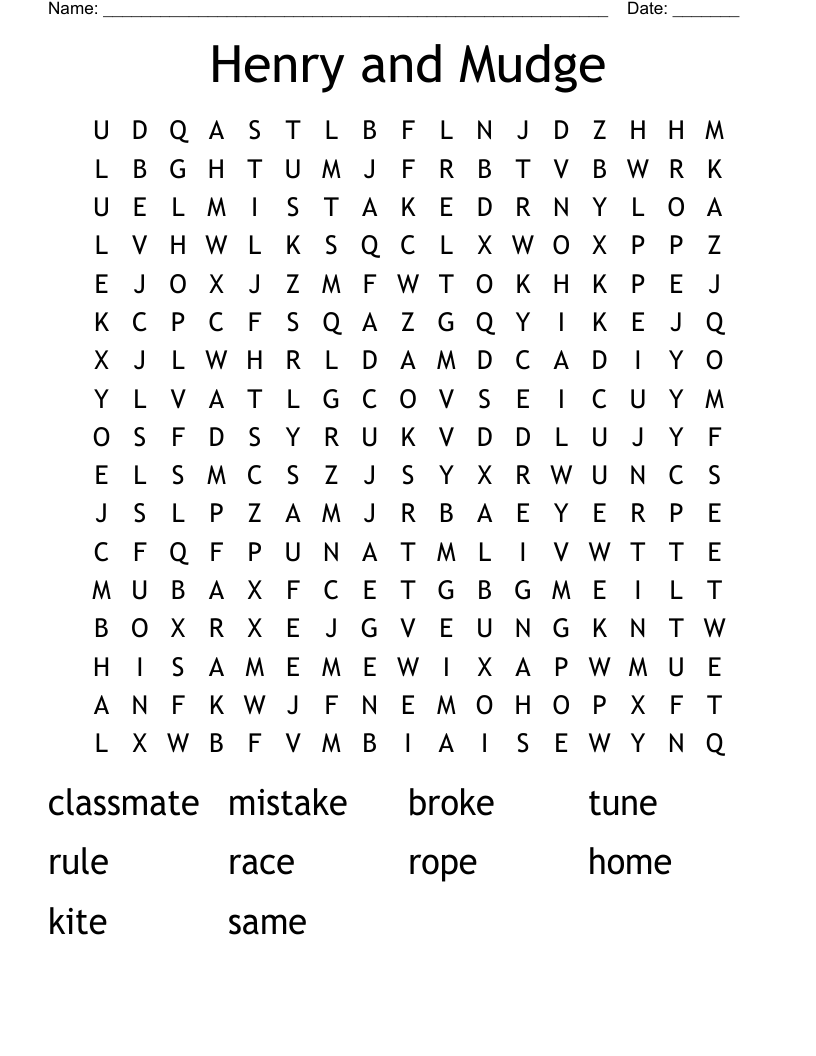 Henry and Mudge Word Search