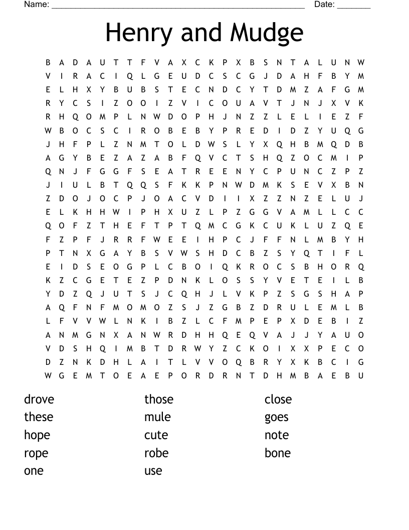Henry and Mudge Word Search