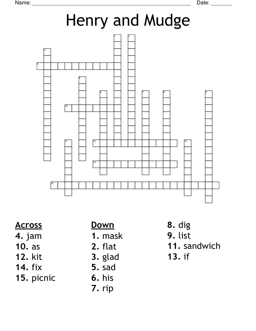 Henry and Mudge Crossword