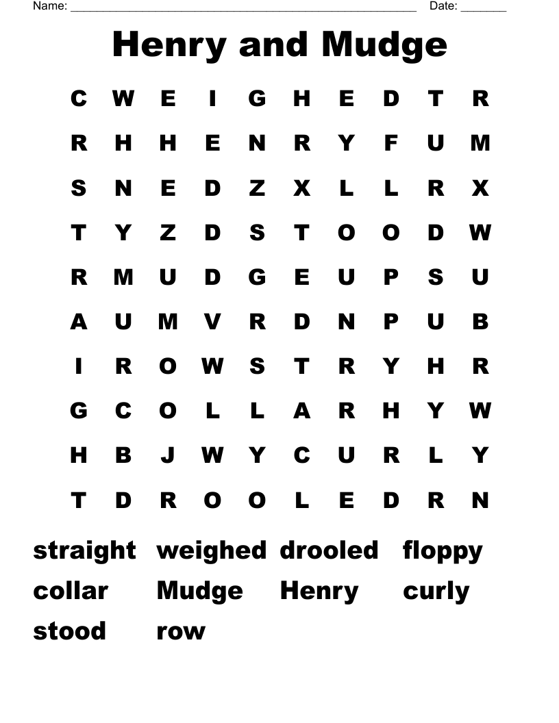 Henry and Mudge Word Search