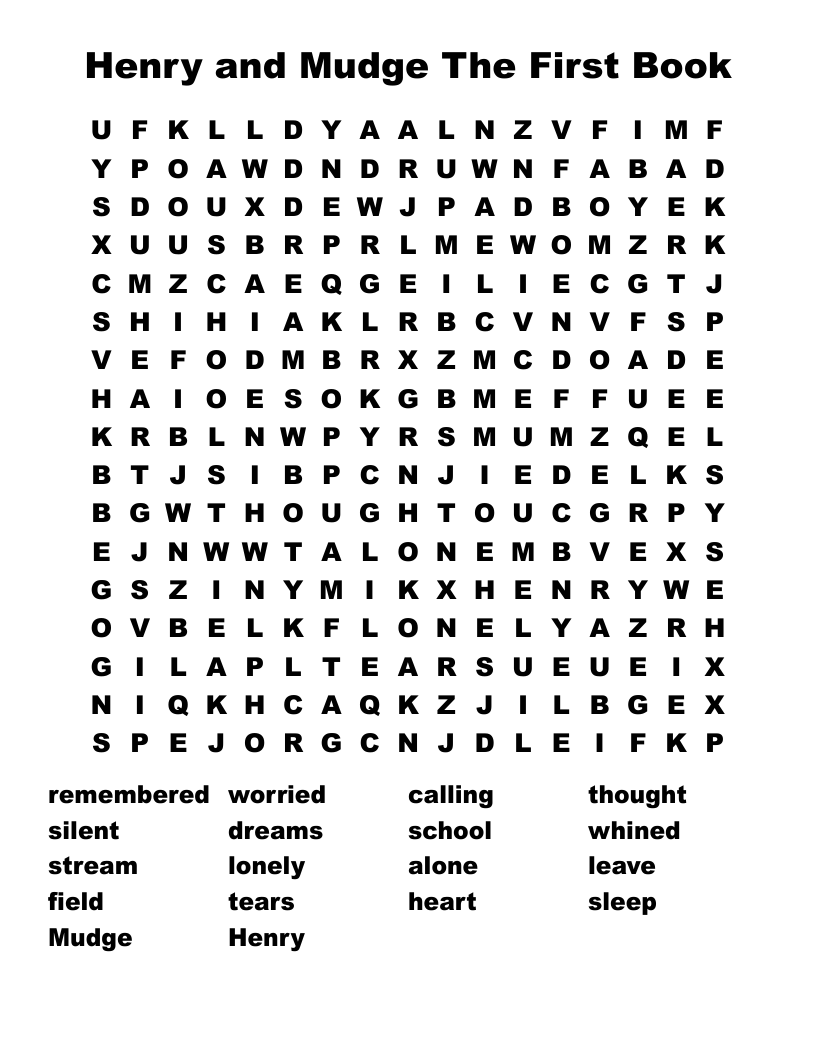 Henry and Mudge The First Book Word Search