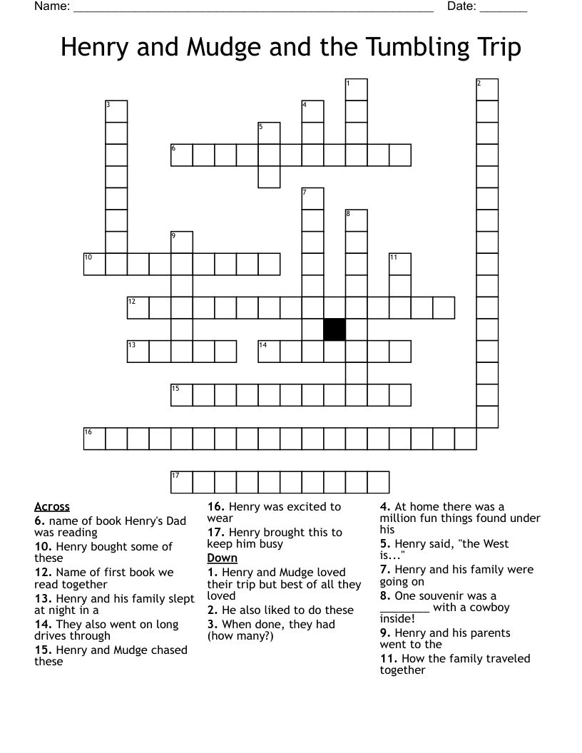 Henry and Mudge and the Tumbling Trip Crossword