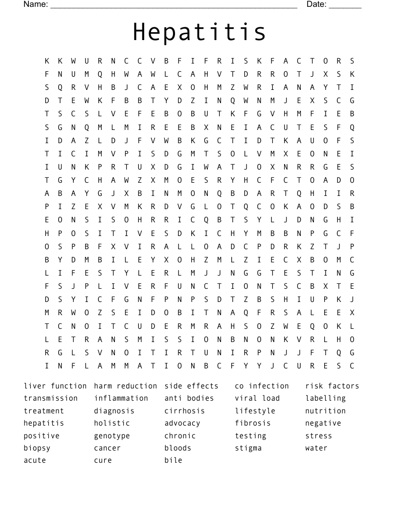 Hepatitis Word Search