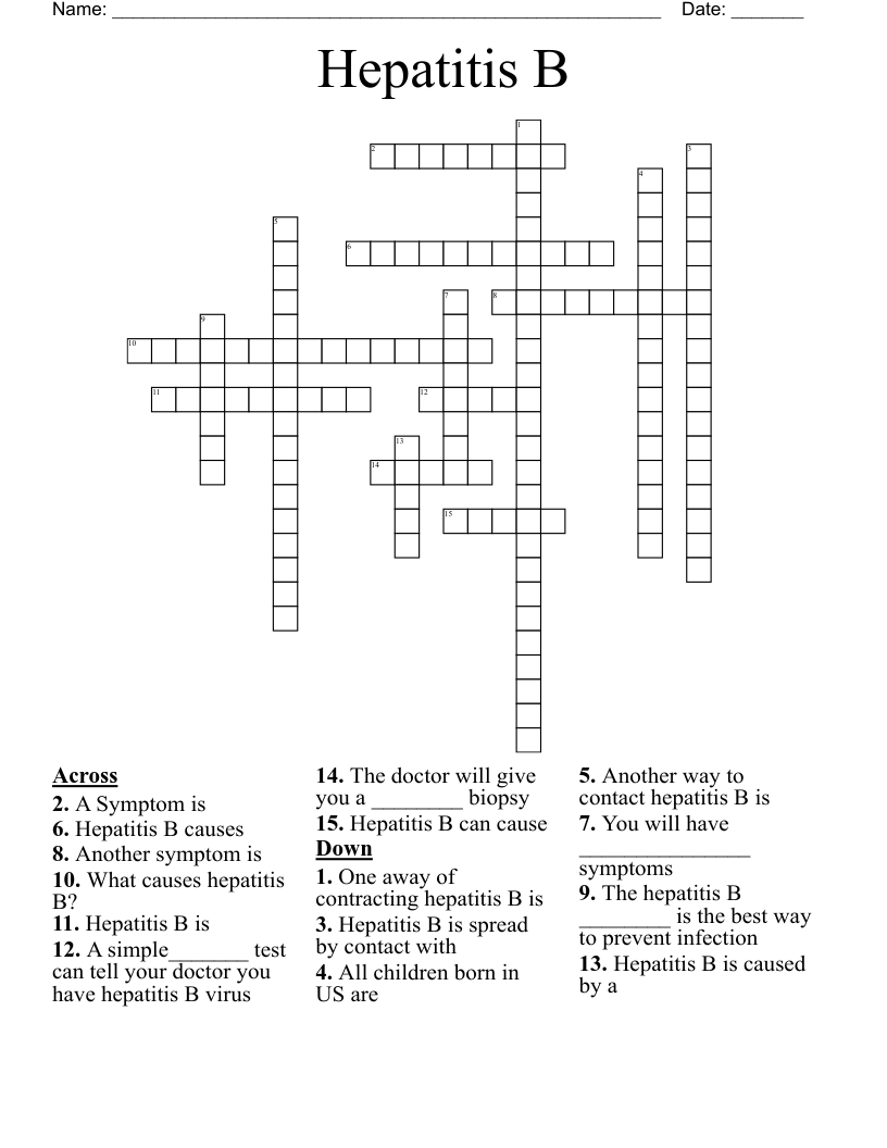 Hepatitis B Crossword