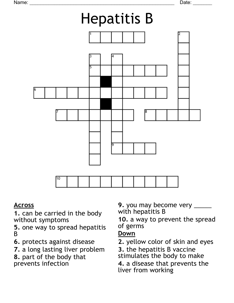 Hepatitis B Crossword