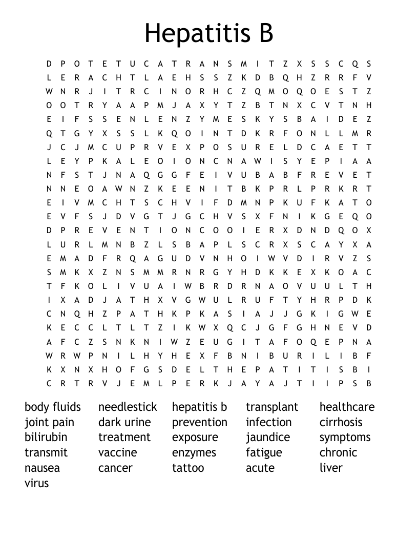 Hepatitis B Word Search