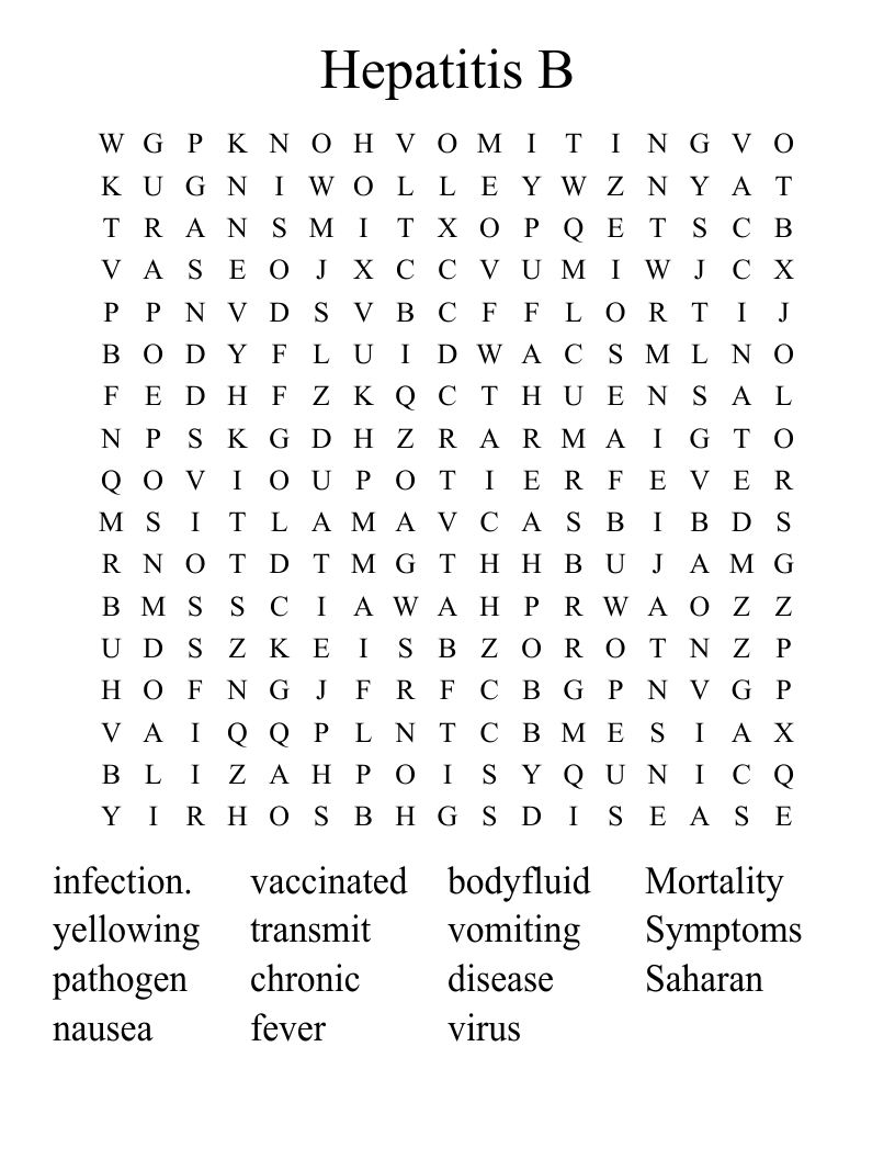 Hepatitis B Word Search