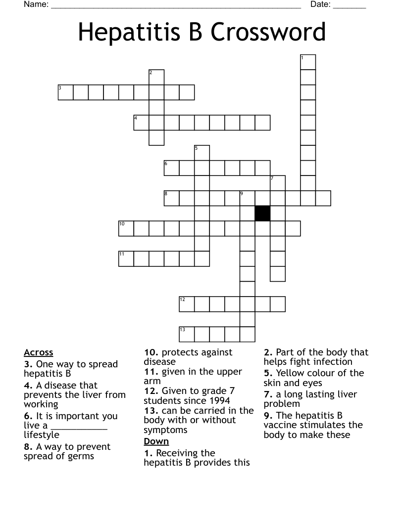 Hepatitis B Crossword