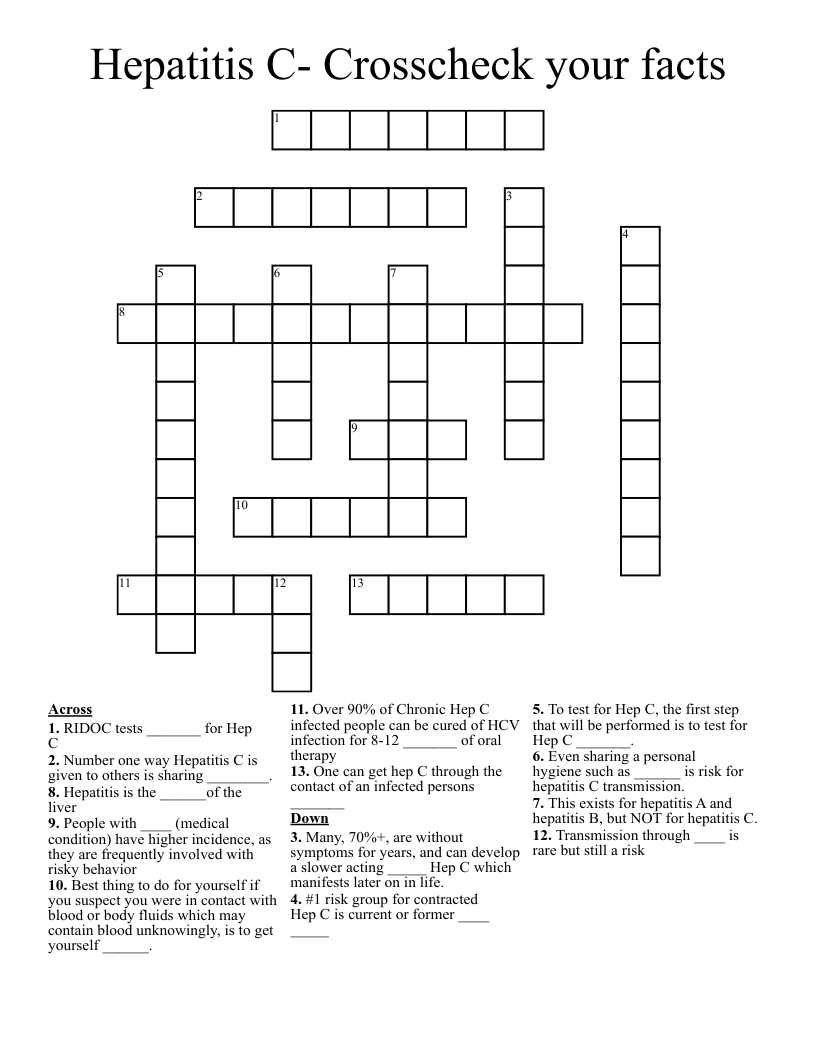 Hepatitis C- Crosscheck your facts  Crossword