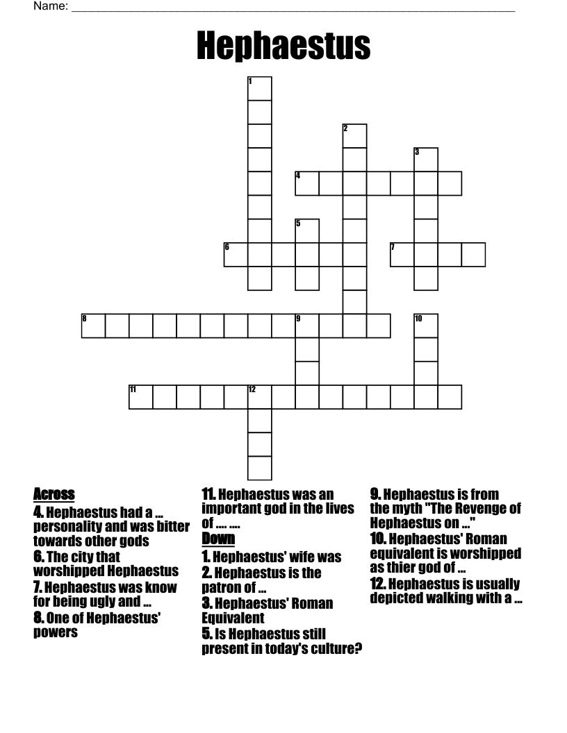 Hephaestus  Crossword