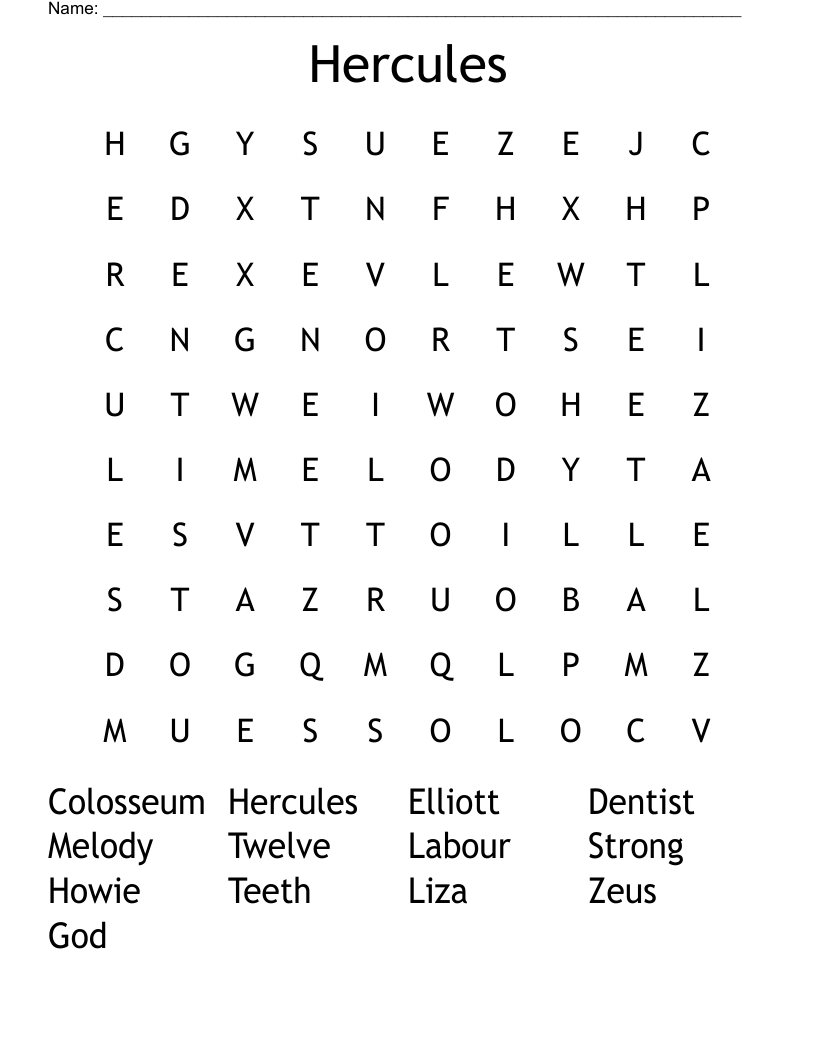 Hercules Word Search