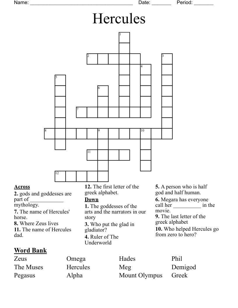 Hercules Crossword