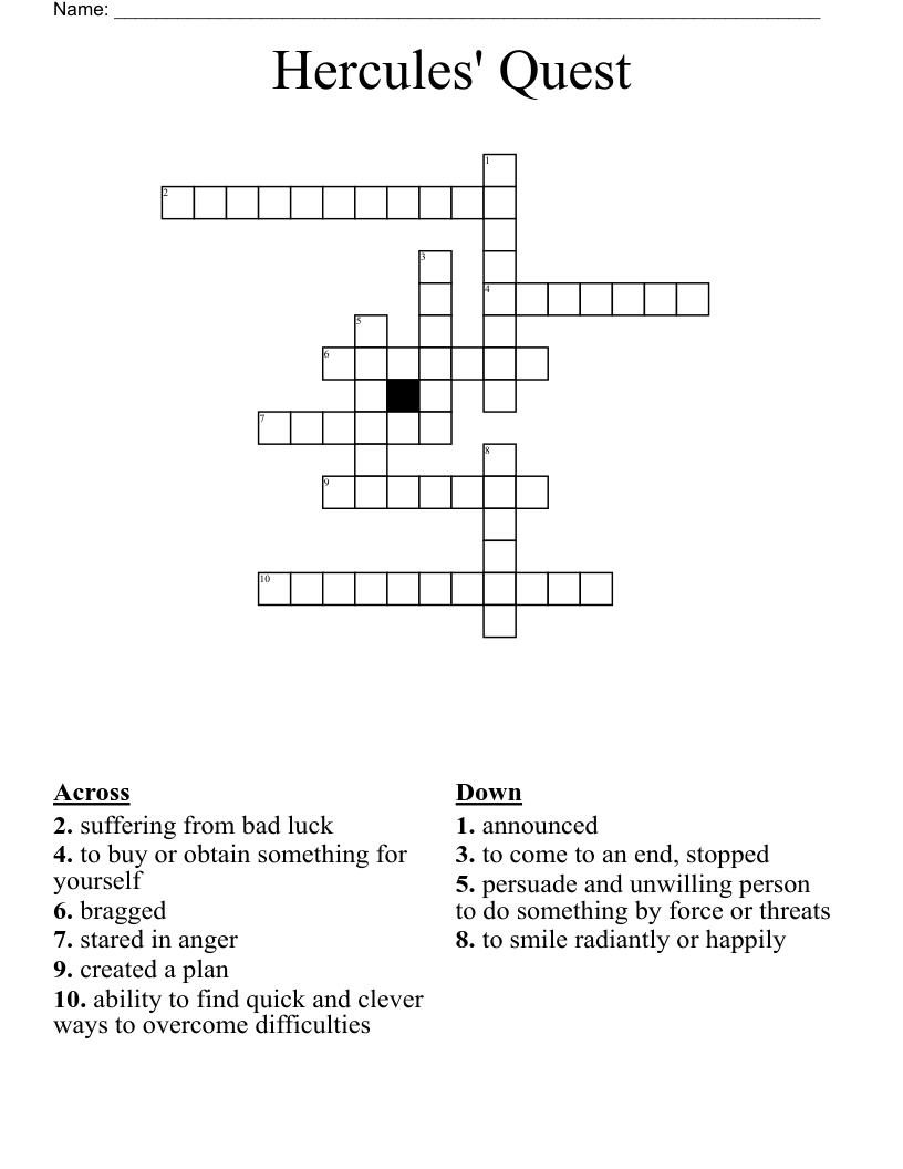 Hercules' Quest Crossword
