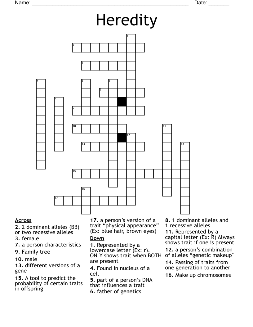 Heredity Crossword