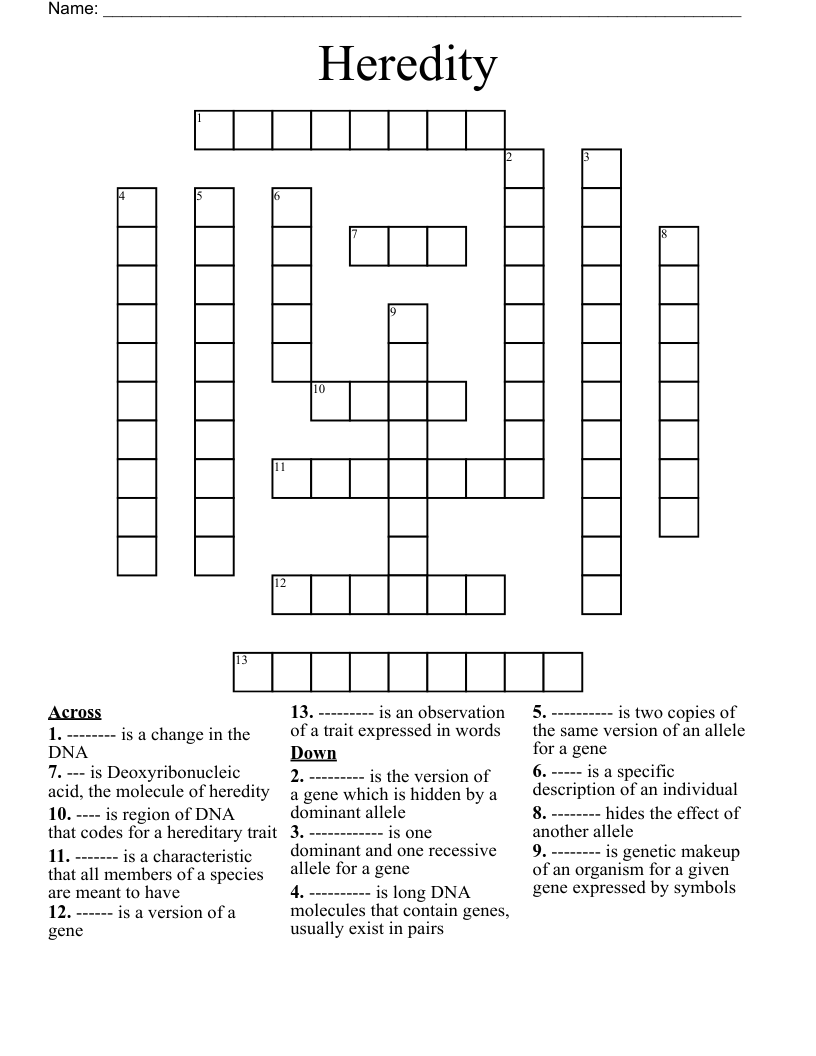Heredity Crossword