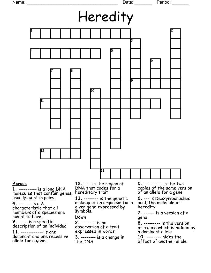 Heredity Crossword