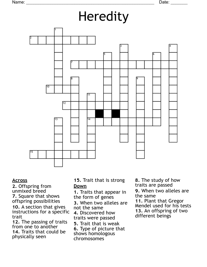 Heredity Crossword