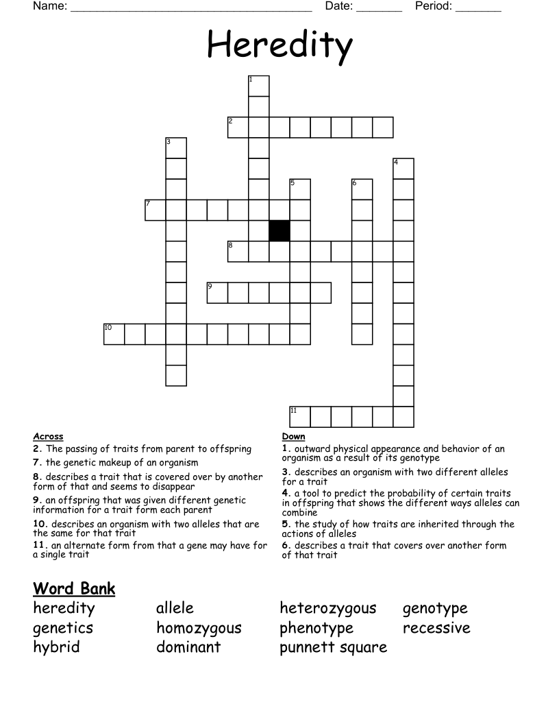 Heredity Crossword