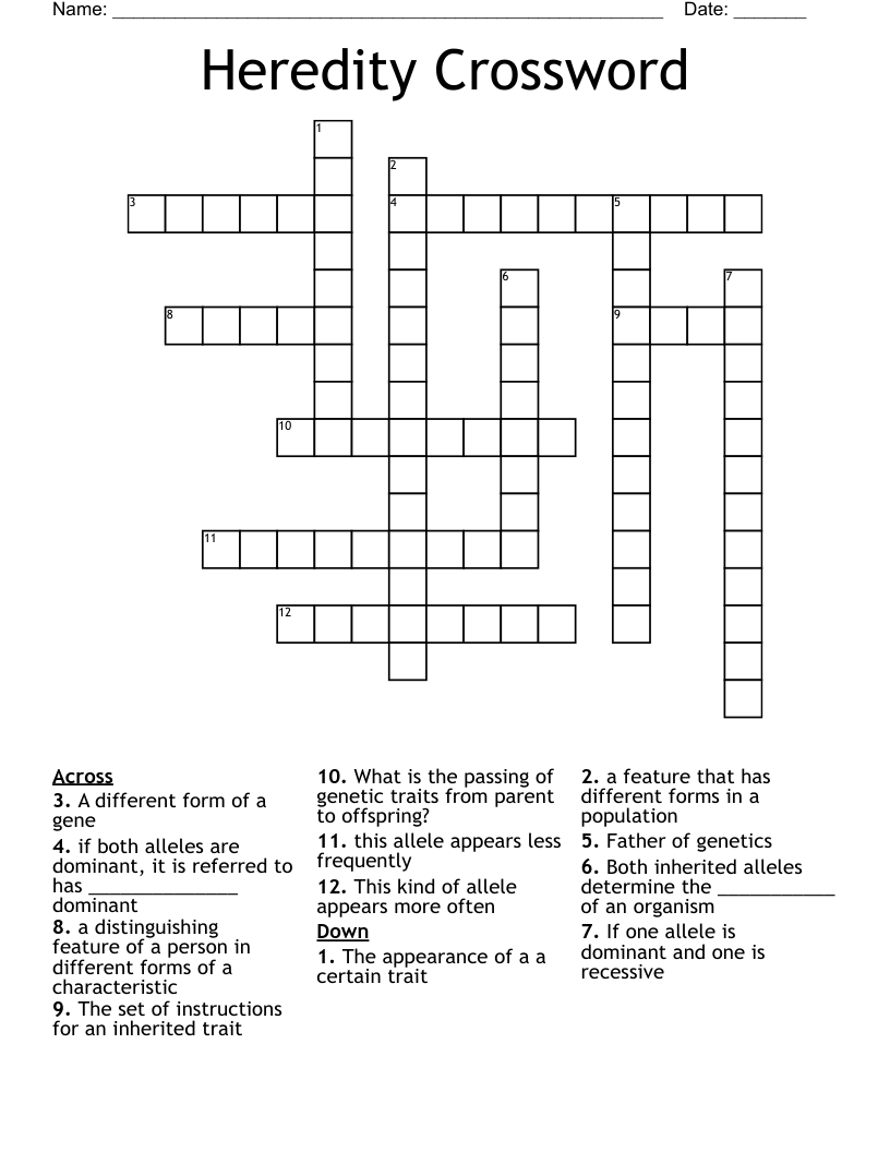 Heredity Crossword