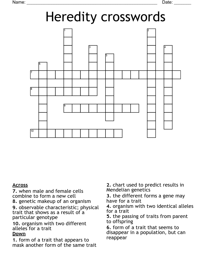Heredity crosswords