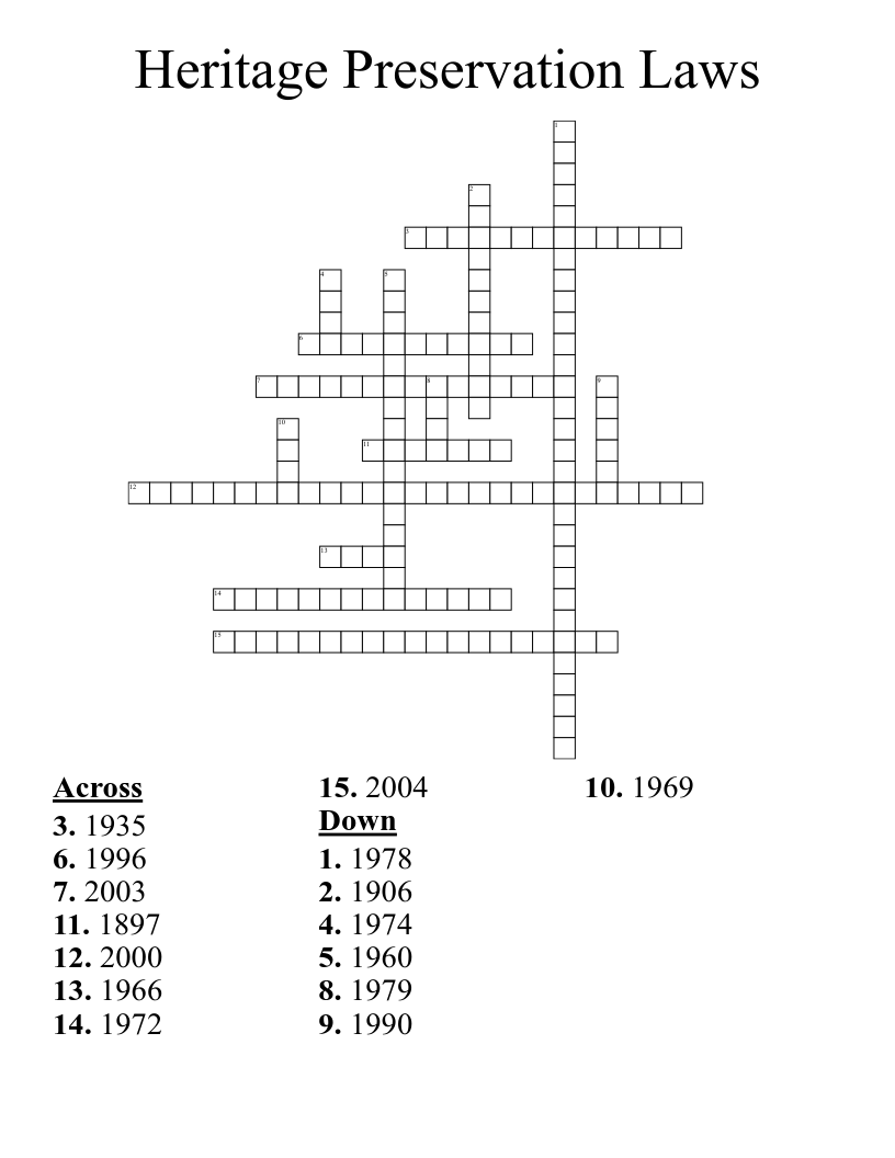 Heritage Preservation Laws Crossword