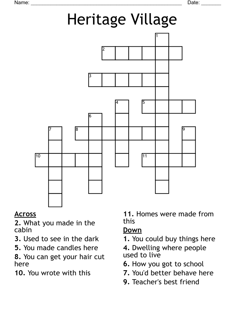 Heritage Village Crossword