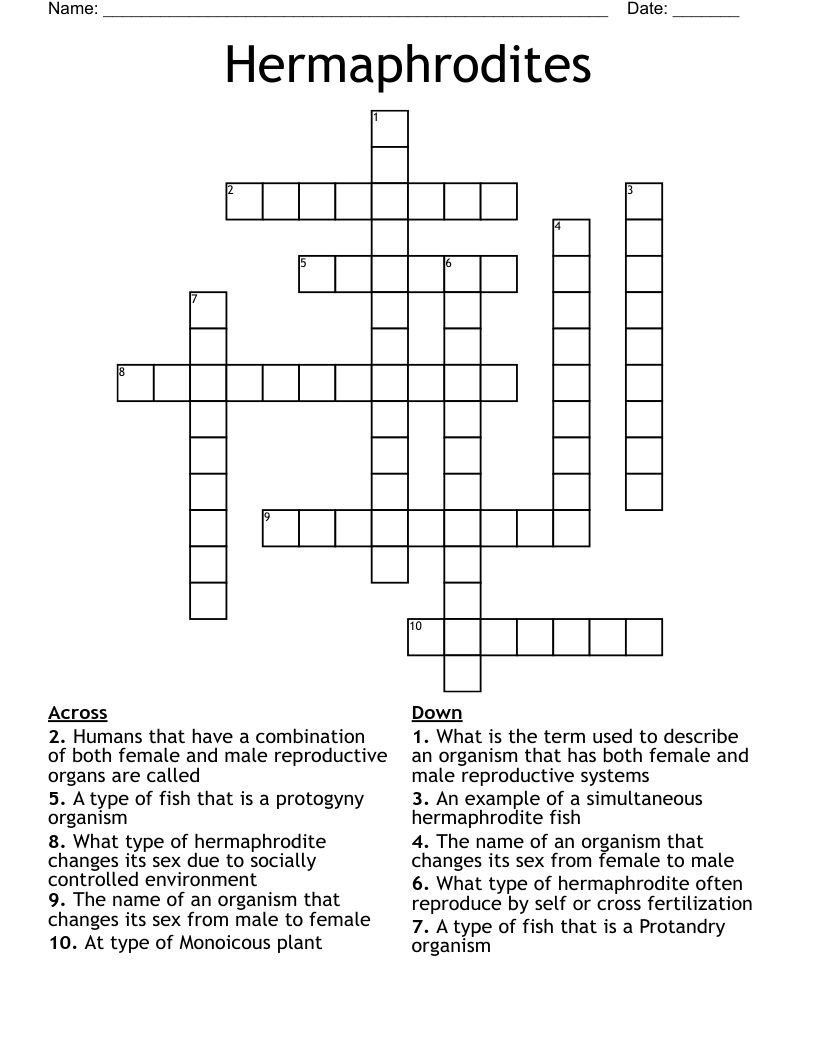 Hermaphrodites Crossword