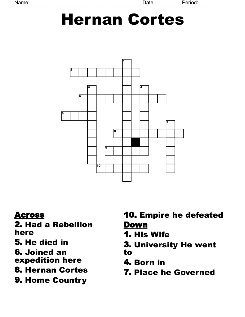Hernan Cortes Crossword