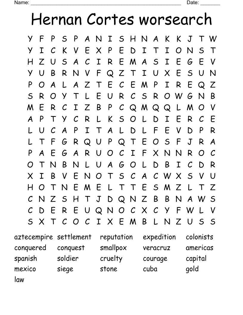 Hernan Cortes worsearch Word Search