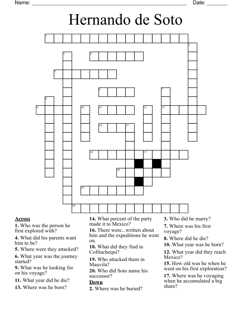 Hernando de Soto Crossword