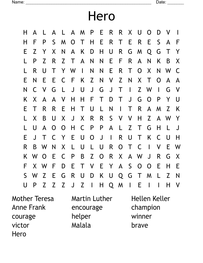 Hero Word Search