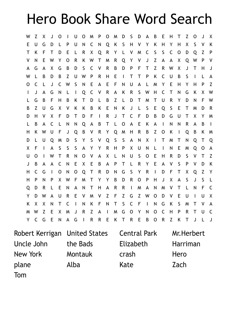 Hero Book Share  Word Search