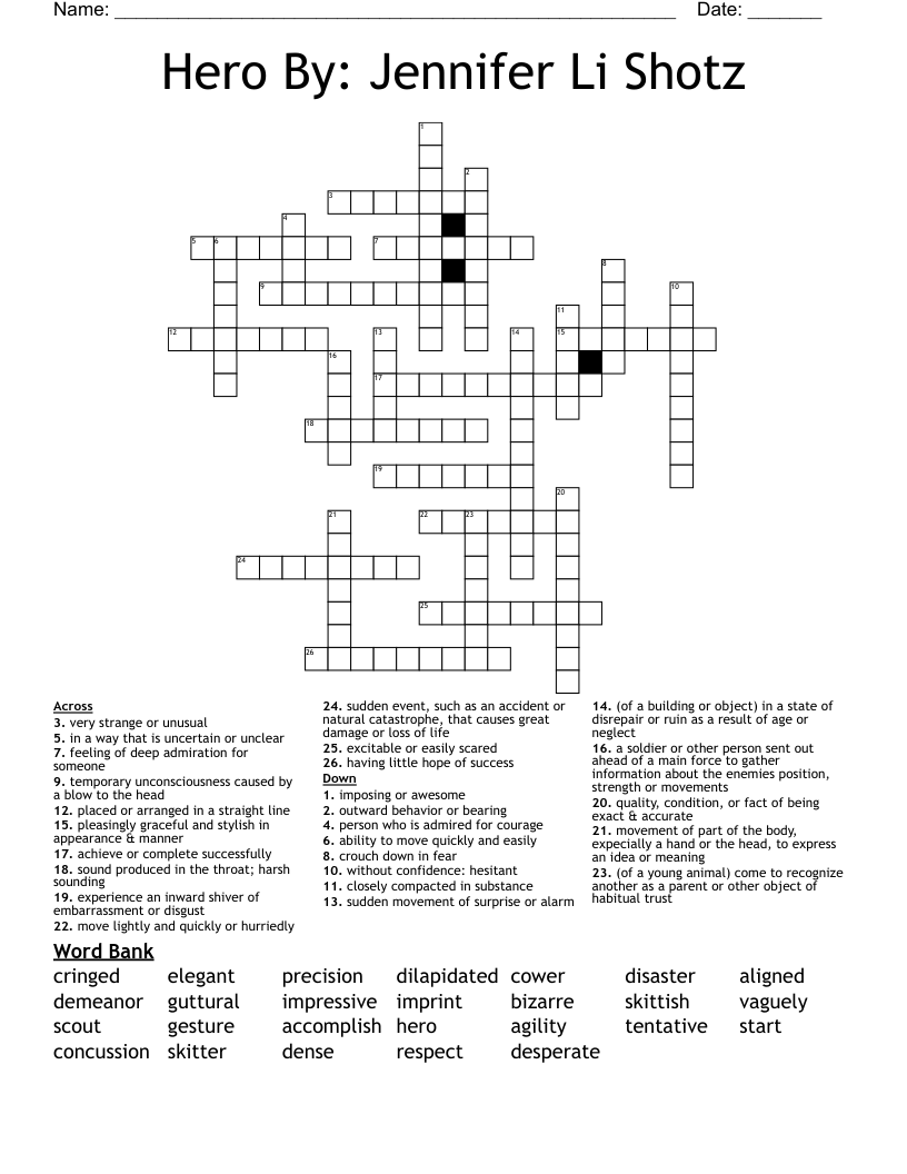 Hero          By: Jennifer Li Shotz Crossword