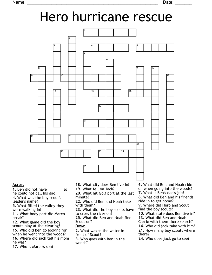 Hero hurricane rescue   Crossword