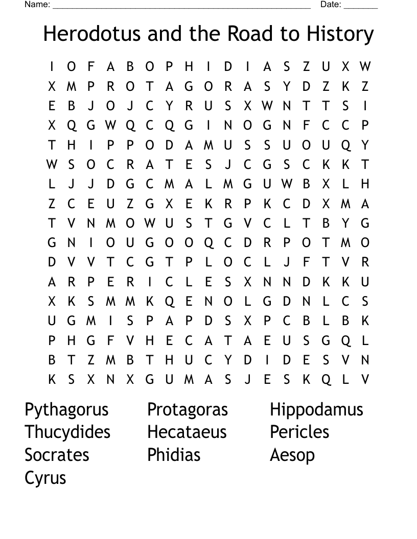 Herodotus and the Road to History Word Search