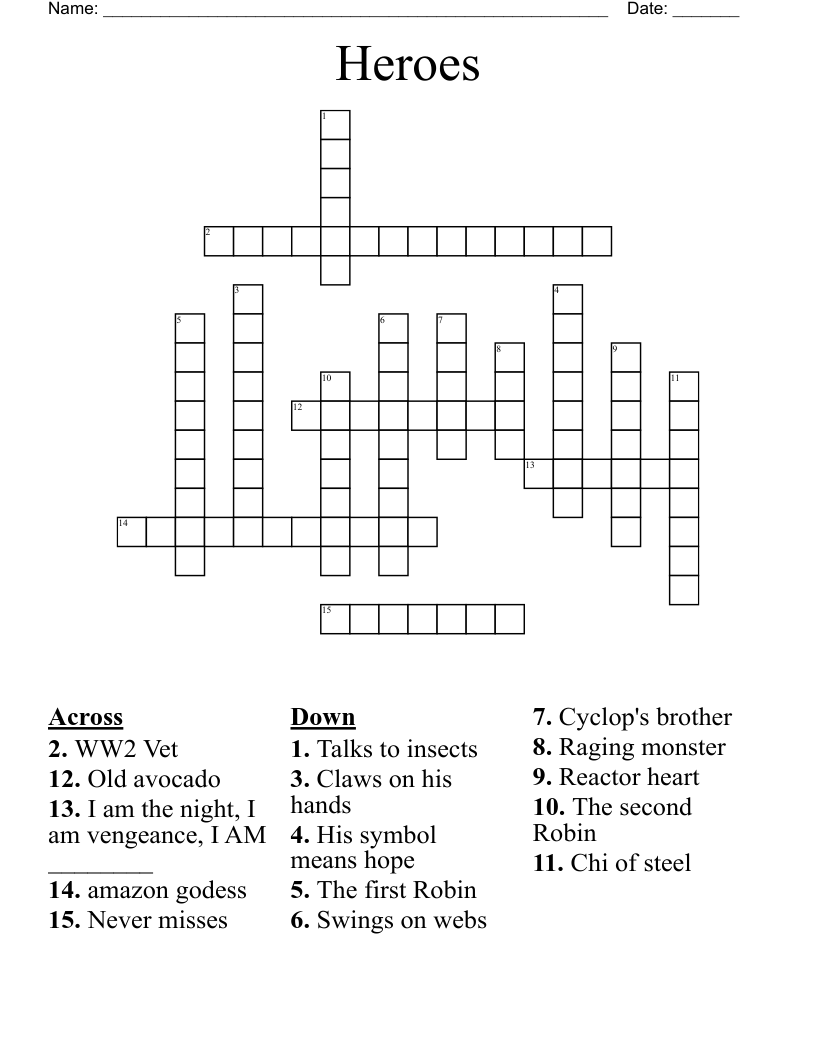 Heroes Crossword