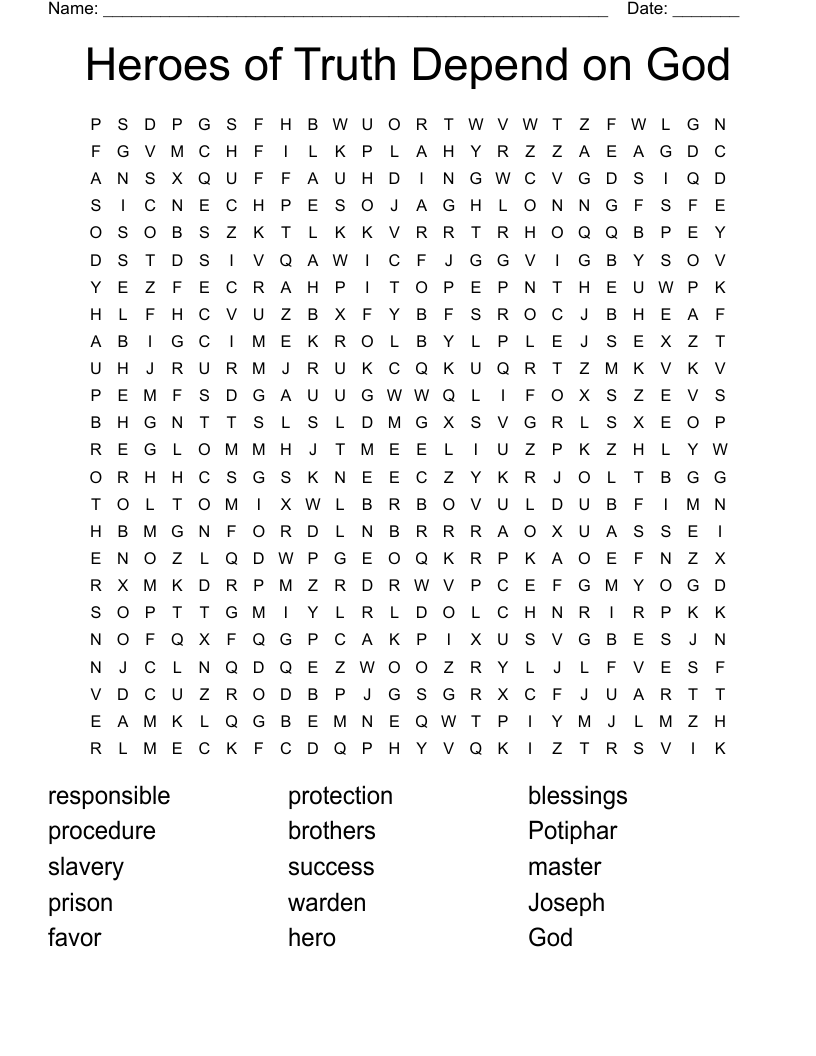 Heroes of Truth Depend on God Word Search