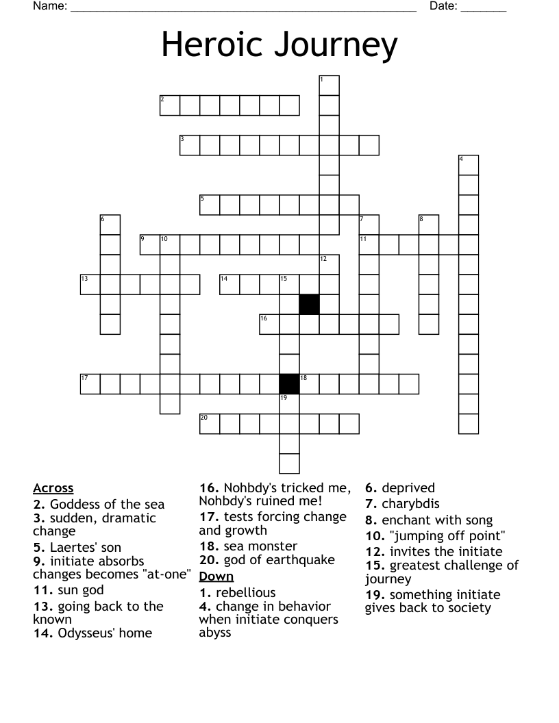 Heroic Journey Crossword