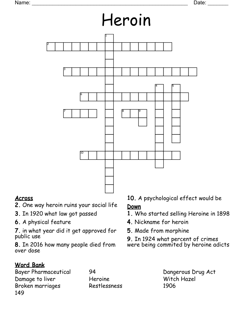 Heroin  Crossword